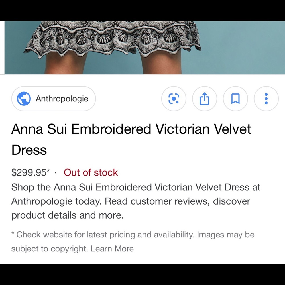 Anna Sui Anthropologie Embroidered Velvet Dress - Picture 2 of 4
